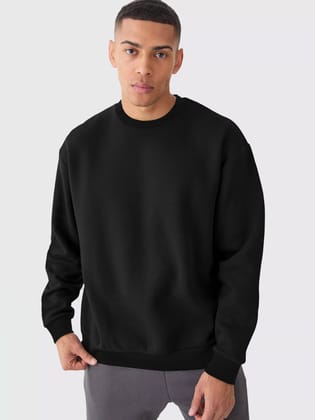Cozy Cut Solid Black Sweatshirt-S / Black