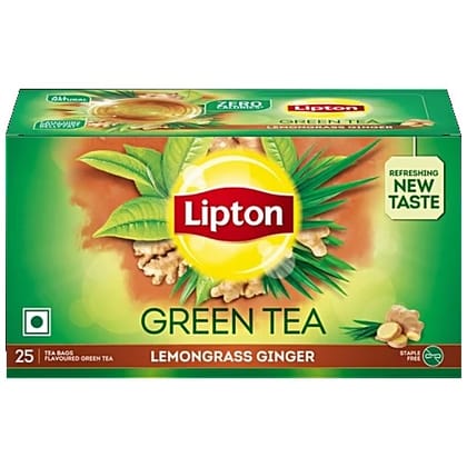 Lipton Lemongrass Ginger Green Tea, 32.5 g (25 Bags x 1.3 g each)