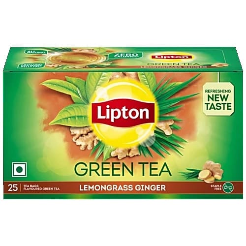 Lipton Lemongrass Ginger Green Tea, 32.5 g (25 Bags x 1.3 g each)