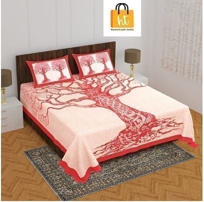 3001-Hometrade India-Standard King Size (90*108 Inches) Double Bedsheet With 2 Pillow Cover-RJ-14-Jaipur lining-3920