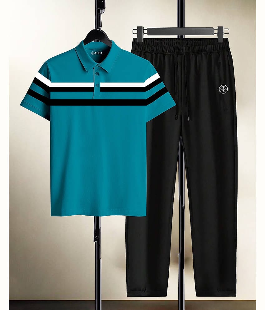 AUSK Teal Cotton Blend Relaxed Fit Men's Tracksuit ( Pack of 1 )