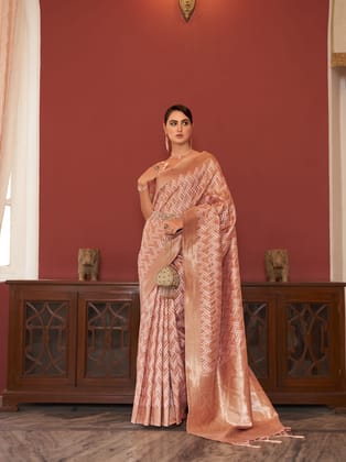 Peach banarasi  Silk Saree