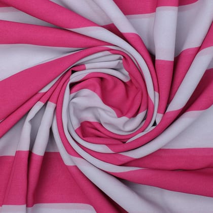 Peach And Pink Stripes Digital Printed Fabric  - Weightless-Polyester / Weightless / 110 CM | 43 Inch