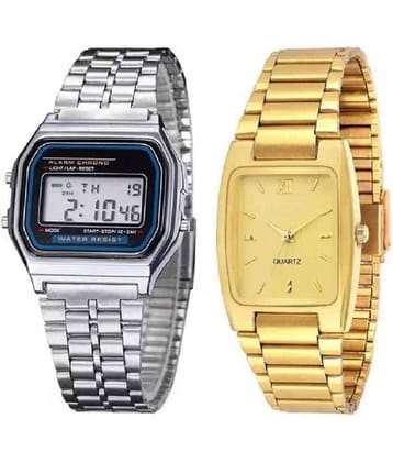 Viser ANALOG SQUARE OLD IS GOLD + DIGITAL SILVER TRENDY SERIES DATE | DAY |TIME | ALARM Analog & digital Watch