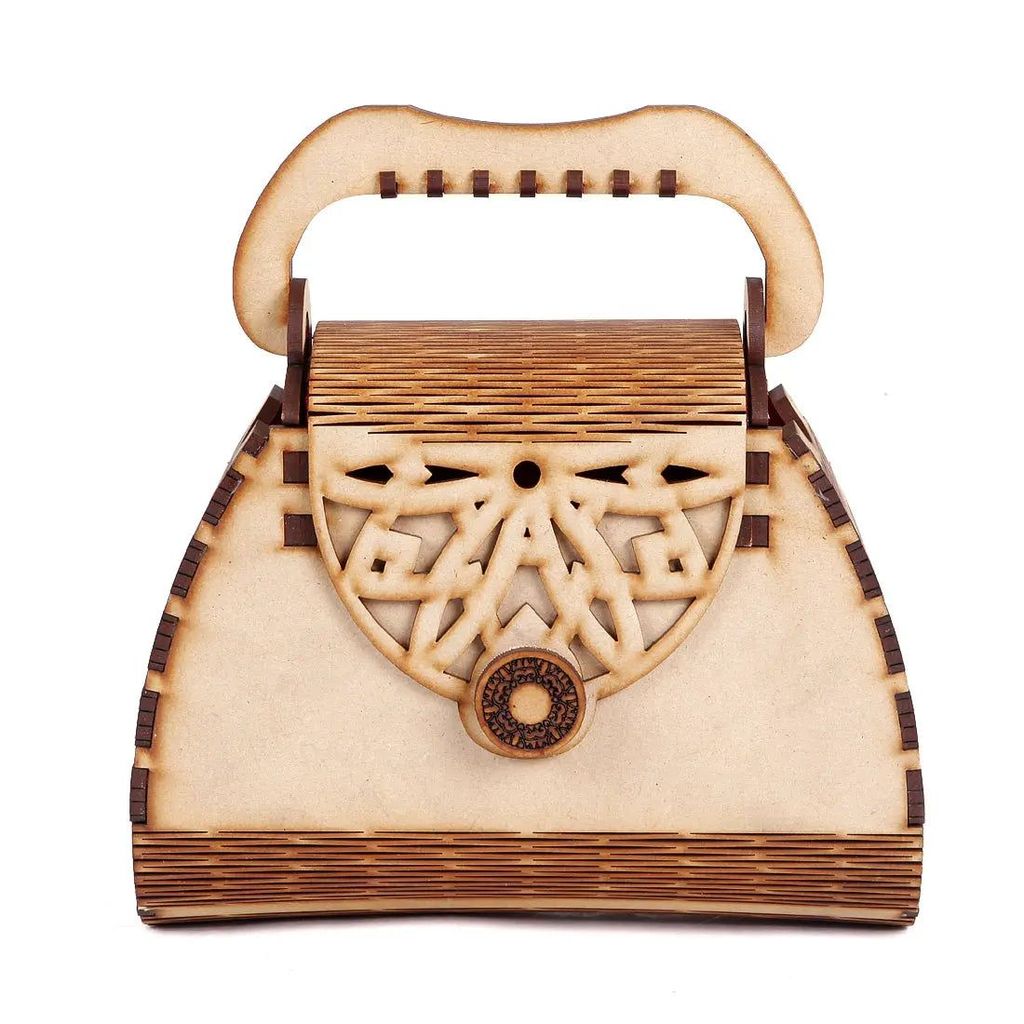 Women's Handcrafted Wooden Light Weight Unique Purse Handbag