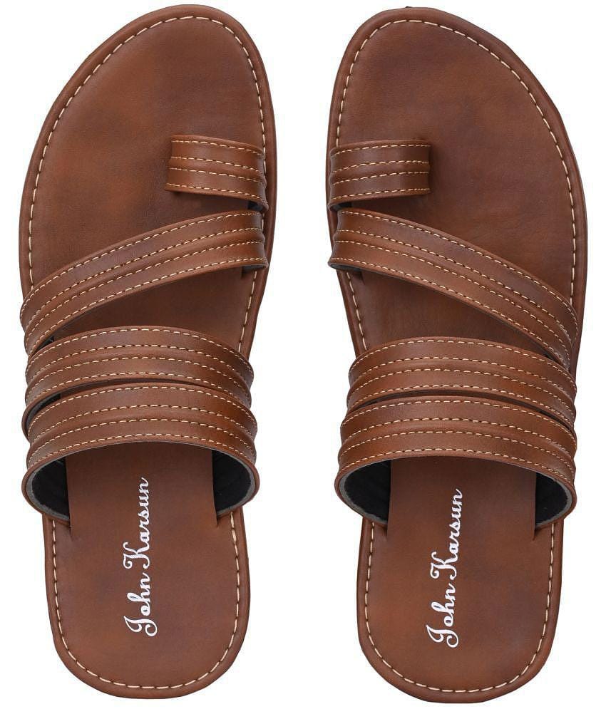 John Karsun - Tan Mens Leather Slipper - None