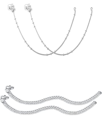 HEER COLLECTION - Silver Anklets ( Pack of 2 )