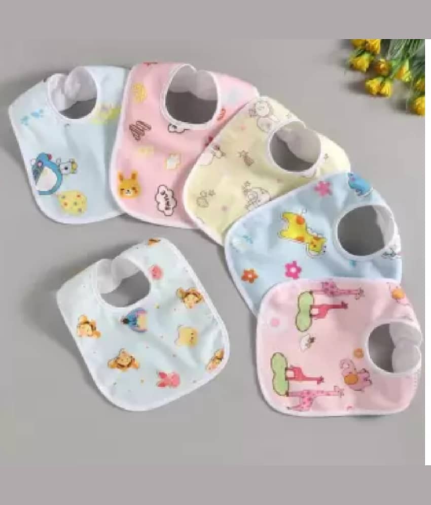 Qin Pin Multi-Colour Cotton Bibs - Set of 6