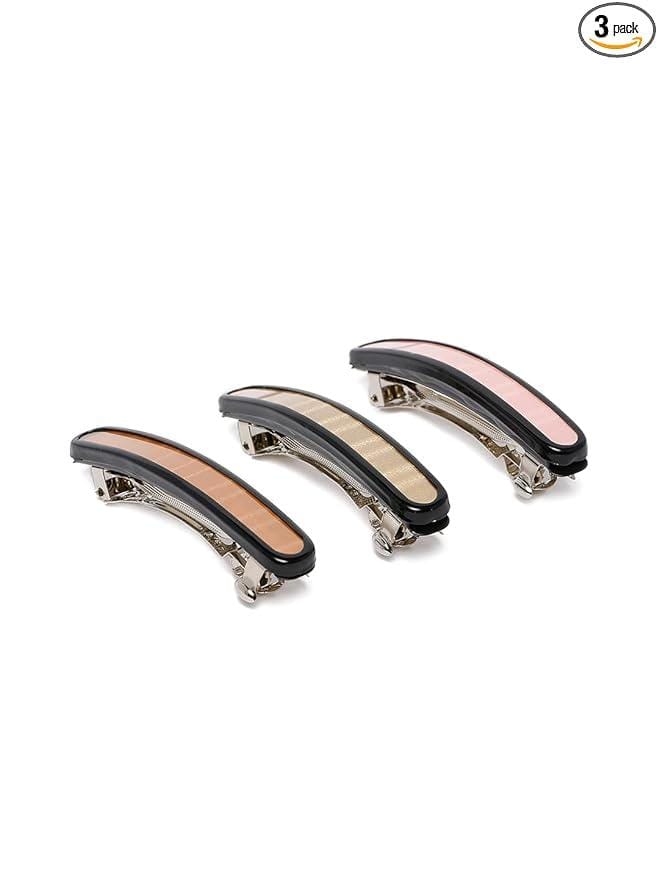 Pack of 3 Handcrafted Solid French Barrettes