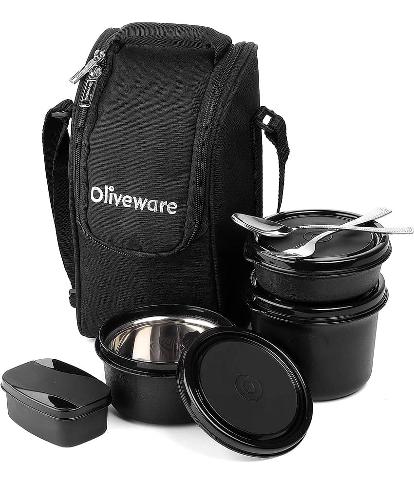 Oliveware Executive Microwave Stainless Steel Lunch Box 4 Container (Pack of 1)
