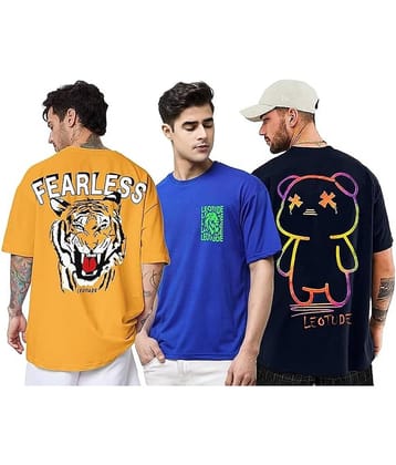 Leotude Pack of 3 Cotton Blend Oversized Fit Men's T-Shirt ( Mustard )