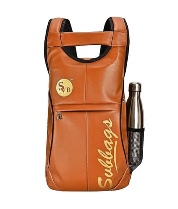 SVB BAG 15 Ltrs Faux Leather Backpack *For Boys & Girls ( Orange ) - Orange