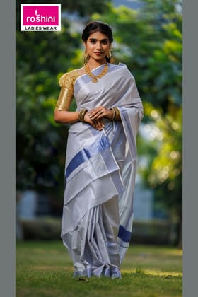 3 BLUE TISSUE SAREE 6.25 MTR