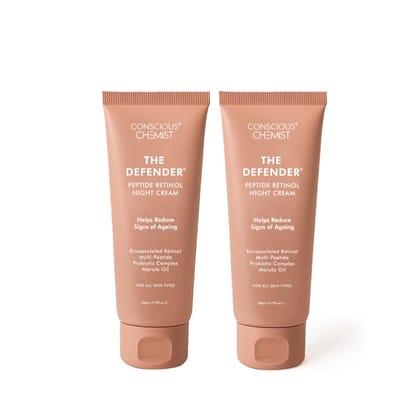 Conscious Chemist® 0.2% Retinol Moisturizer Cream | 100g | Night Cream, Face Cream for Men & Women, Multi peptide Anti aging cream, Reduces Fine lines, Neck lines & Wrinkles, All Skin Types -Pack Of 2 Conscious Chemist® 0.2% Retinol Moisturizer Cream | 1