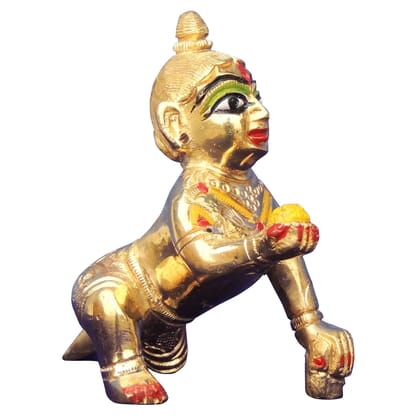 Handcrafted Brass Laddu Gopal Idol Statue - Temple Decor, Height : 3 Inch (BSMAS1300 C)