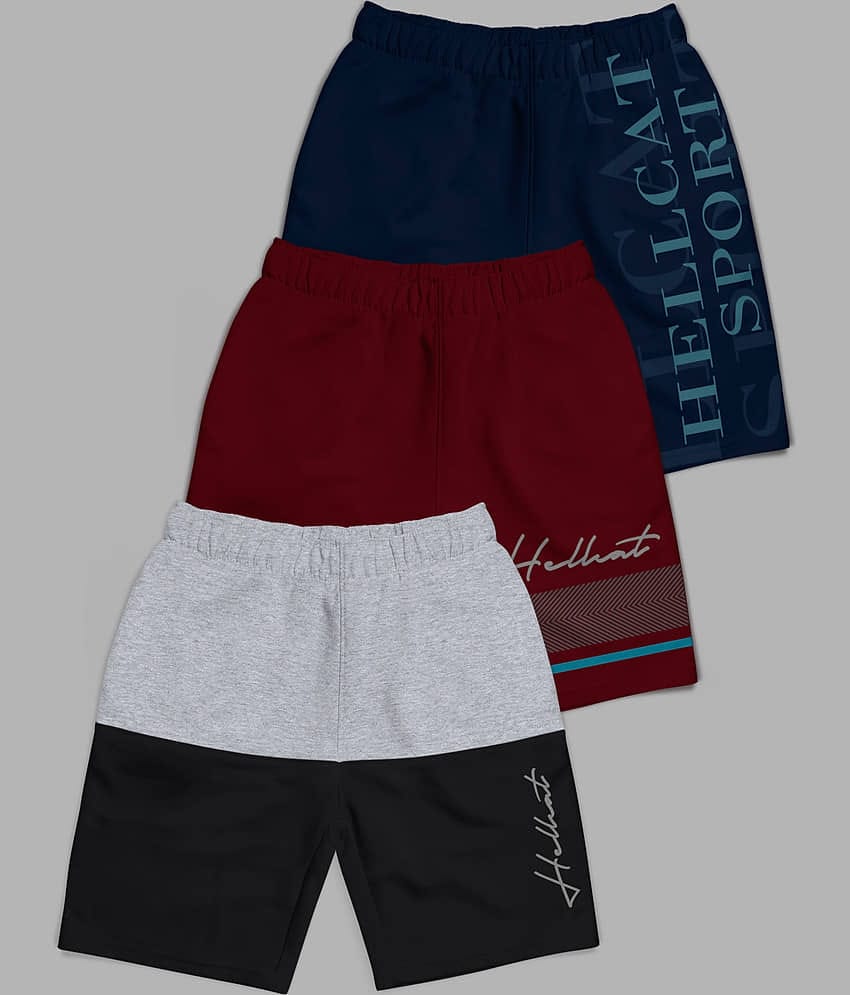 HELLCAT Pack of 3 Girls Cotton Blend Hot Pants ( Multicolor )