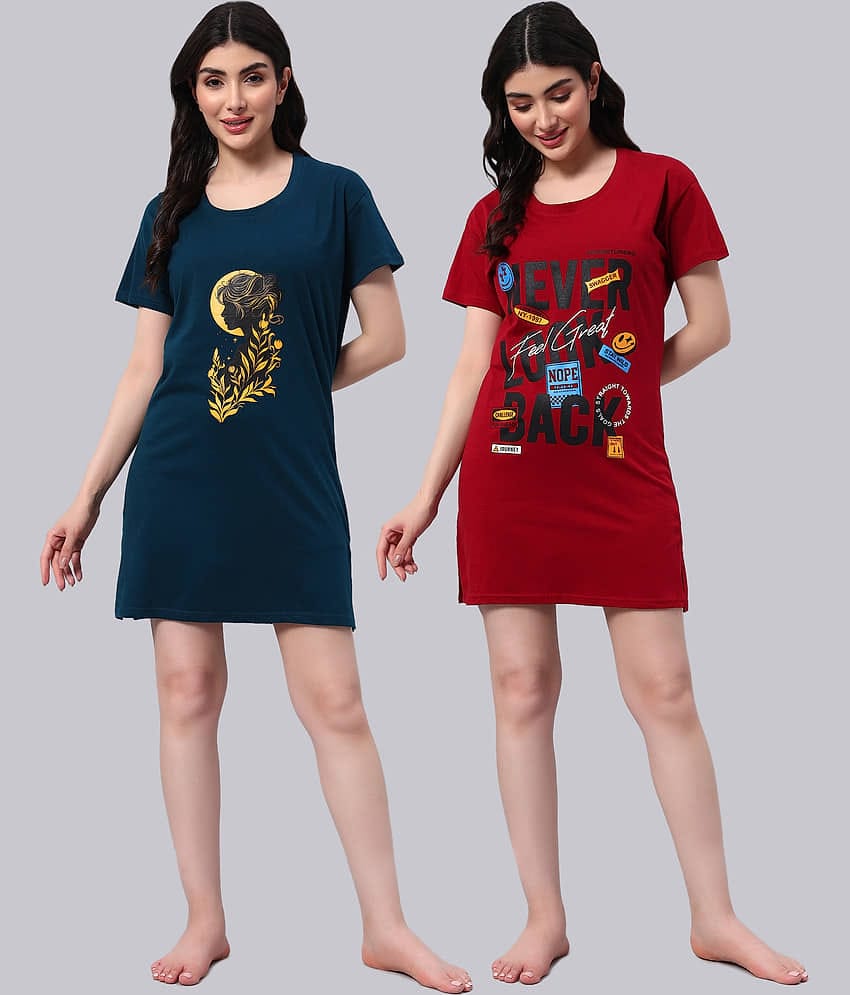 HEMLOCK Women Cotton Printed Regular Fit Round Neck T-Shirt ( Multicolor 5 )