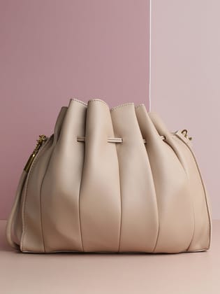 Tug-And-Go Beige Bucket Bag-Shoulder Bag