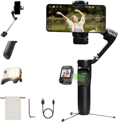 Hohem V3 Ultra - Smart Phone Gimbal with AI Tracking, Fill Light, Detachable Remote and Built-in Extendable Rod & Tripod (Black) Hohem V3 Ultra - Smart Phone Gimbal with AI Tracking, Fill Light, Detachable Remote and Built-in Extendable Rod & Tripod (Black)