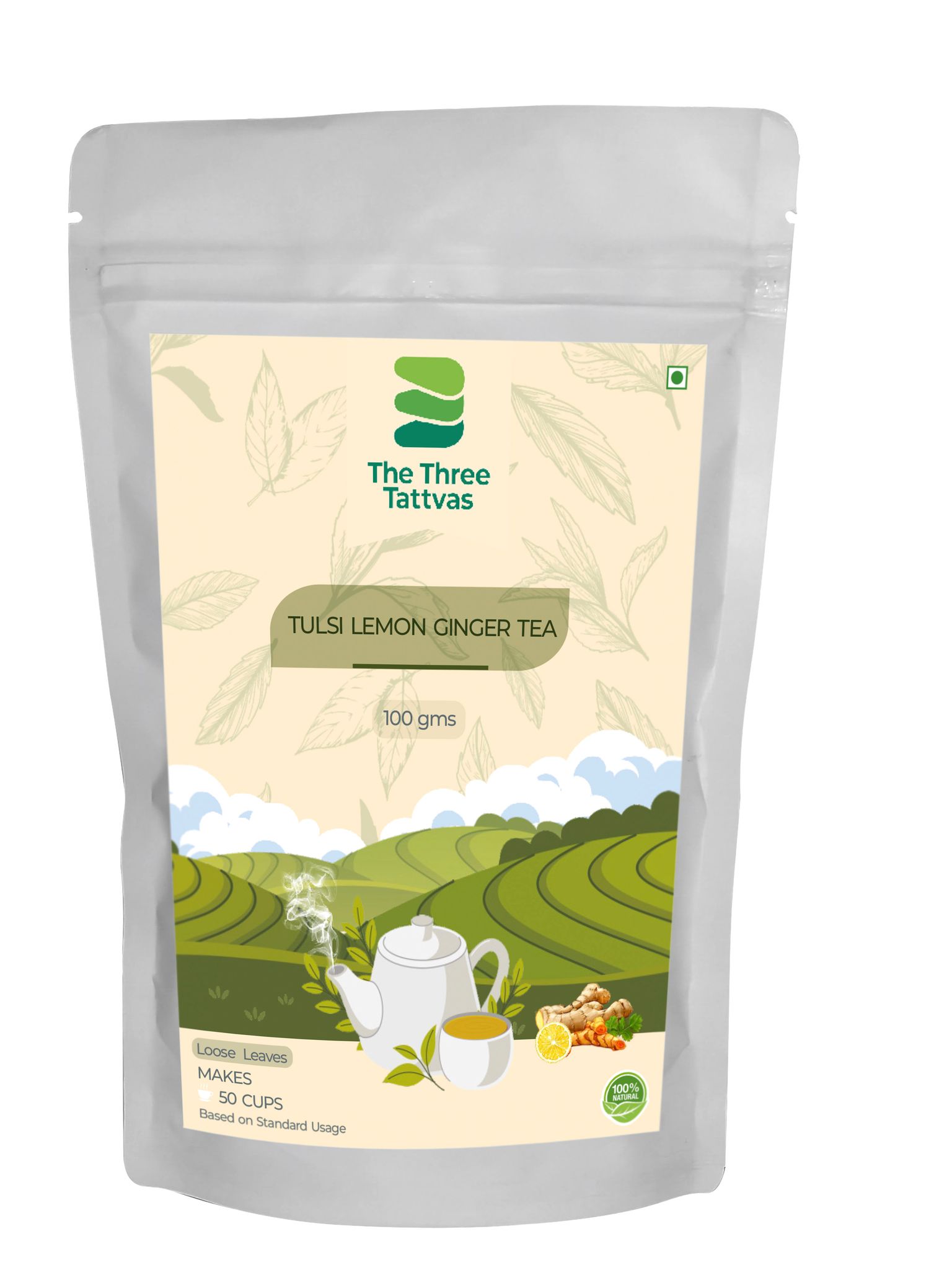 The Three Tattvas Tulsi Lemon Ginger Tea, 100 gm