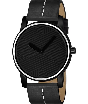 Lorem Black Leather Analog Men's Watch