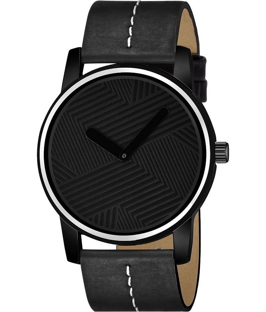 Lorem Black Leather Analog Men's Watch
