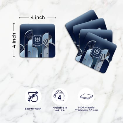 Deco Symmetra Coasters-Navy