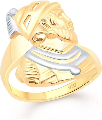 Vighnaharta Shrimant Yogi Shri Chhatrapati Shivaji Maharaj Gold and Rhodium Plated Alloy Gents Ring for Men and Boys Ring -[VFJ5044FRG24]