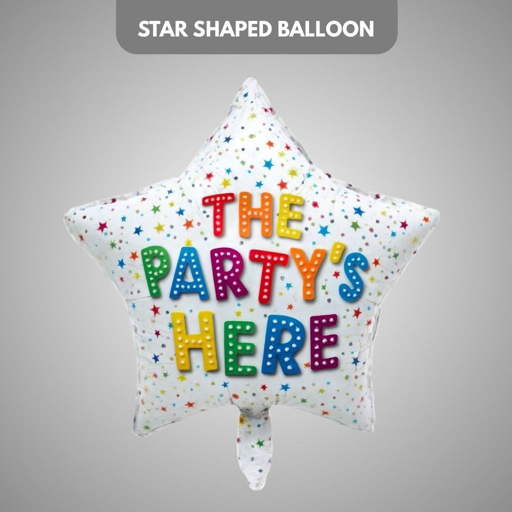 The Party's Here Star Shaped Balloon 18" - Party and Festive Needs | Buy online on ZillyBuy