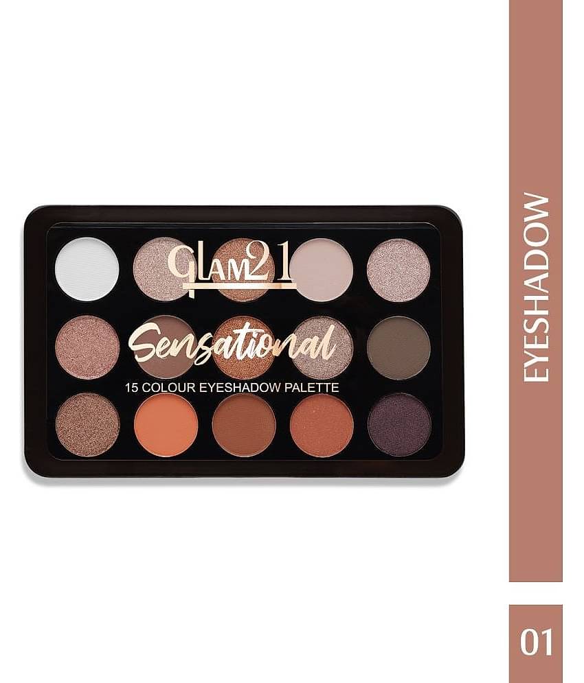 Glam21 Sensational 15 Color Shades Eyeshadow Palette For Smoky Eyes Long Lasting 14gm Shade-02