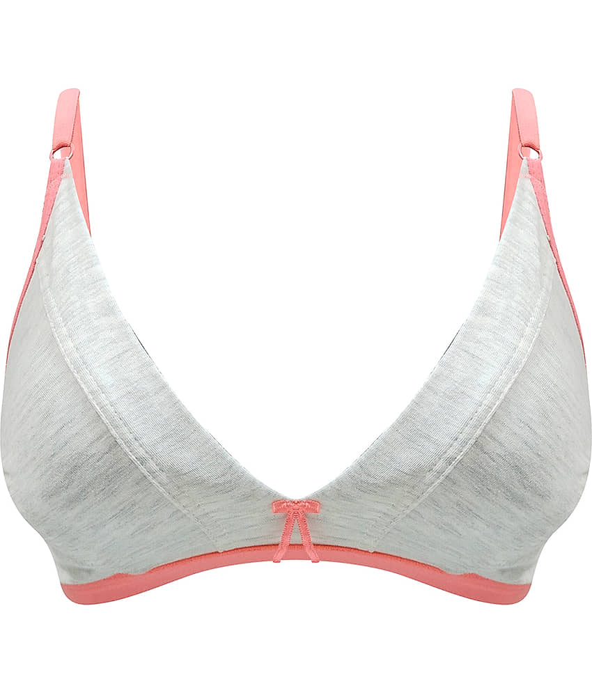 Clovia Cotton Blend Non Padded Women's Plunge Bra ( Grey Melange )
