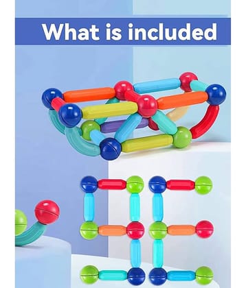 RAINBOW RIDERS Magnetic Sticks 42 pcs Building Blocks for Kids- Magnetic Toys for Kids Girls Boys-3+ Yeras  Toddlers Educational Stem Learning Magnet Stick with Balls Game Set,Multicolor (Magnetic Stick 42 pcs)