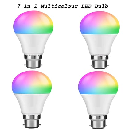 7 in 1 Multicolour LED Bulb auto and Manual change pack of 4