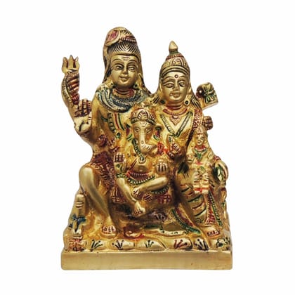 Brass Shiv Parivar Statue - Premium Brass Murti, Height : 5.2 Inch (BSMAS493 O)