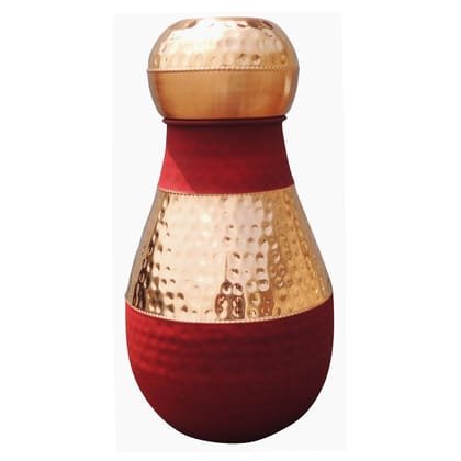 Copper Lotus Silk Red | Designer Water Pot Decor, Height : 3.5 Inch (BCMAS187 A)