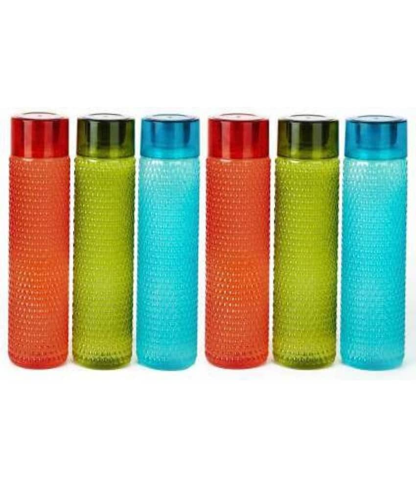 analog kichenware School, Collage, Office Multicolour 1000 mL Plastic Water Bottle set of 6