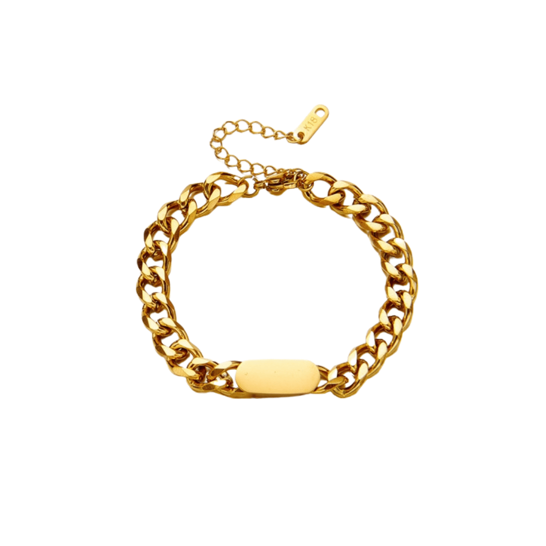 PERSONALISED CUBAN BRACELET - 18K WHITE/GOLD-PLATED-Gold