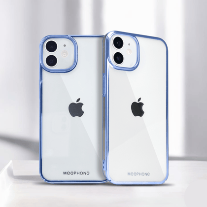 iPhone 12 Mini Hard Transparent Chrome Case-Blue