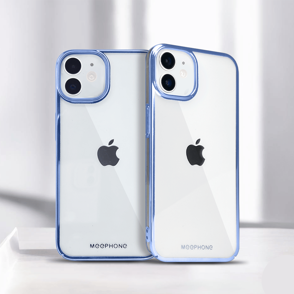 iPhone 12 Mini Hard Transparent Chrome Case-Blue