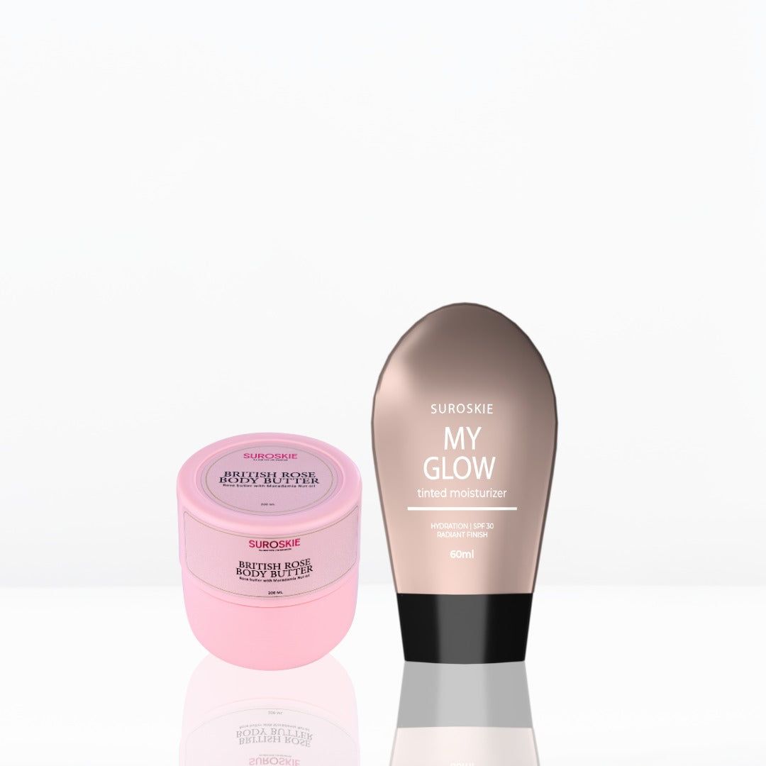 My Glow Combo With British Rose Body Butter With Macadamia Nut Oil-Light