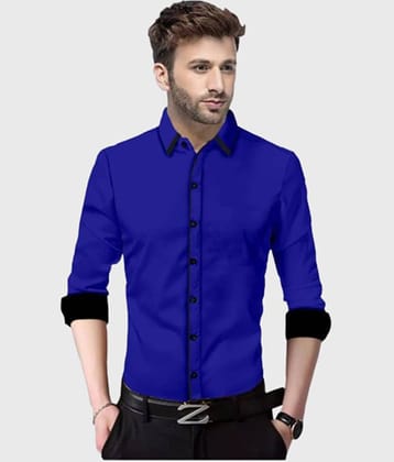 Life Roads - Light Blue Cotton Slim Fit Men's Casual Shirt ( Pack of 1 )