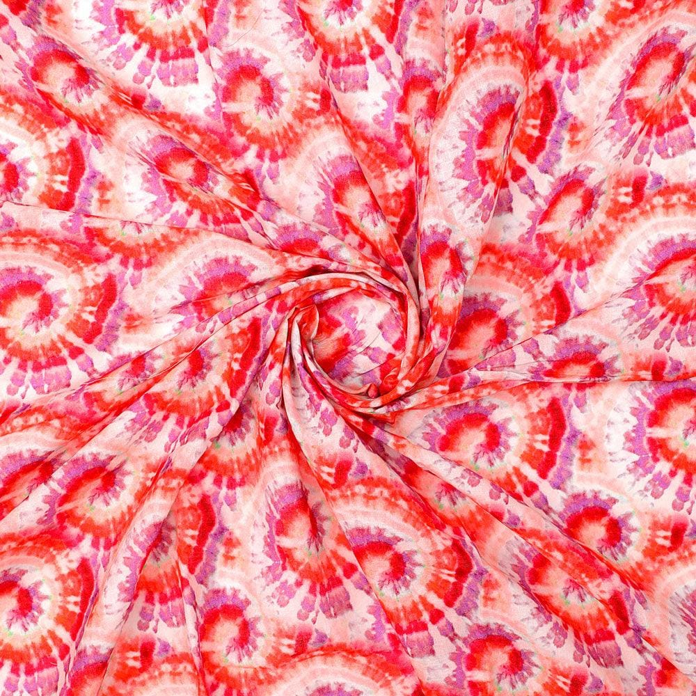 Multicolour Spiral Chain Tiny And Big Digital Printed Fabric - Pure Cotton