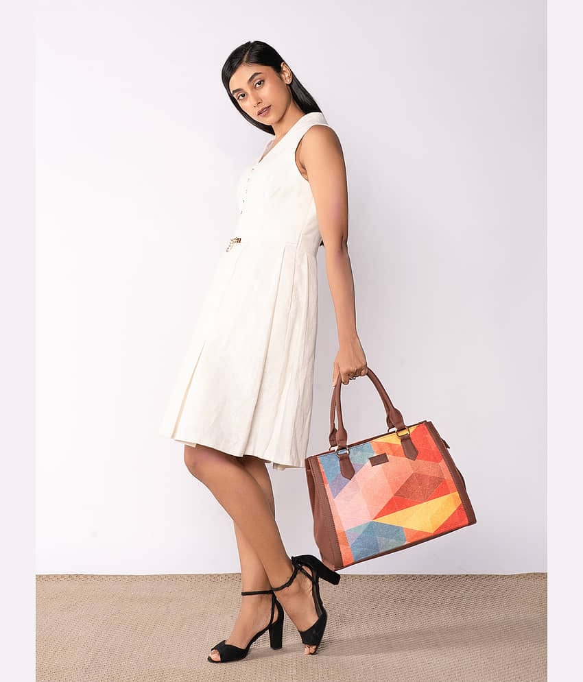 Zouk Satchel Bag Jute Set of 1 ( Multicolor )