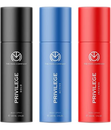The Man Company Privilege Deodorants for Men - Active, Bold & Intense | Premium Long Lasting Fragrance | Everyday Use Deo’s Combo Pack - (150ml* 3)