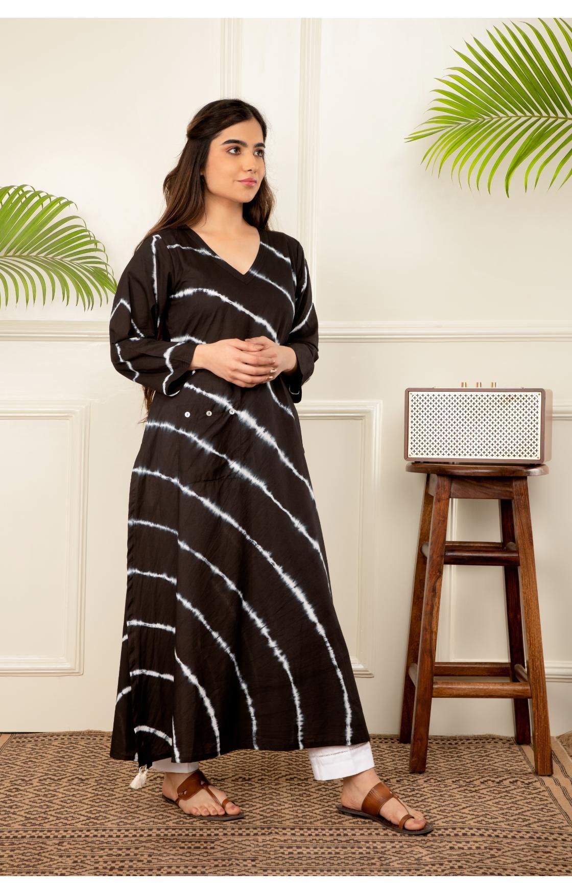 Black Lehariya Kurta-XL