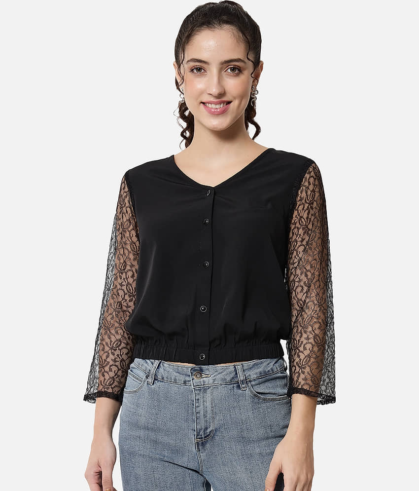 ALL WAYS YOU Women's Polyester Regular Top ( Black )
