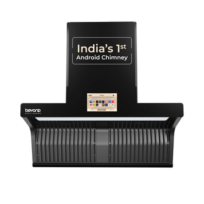 Beyond Appliances Orion 90cm Auto Clean Kitchen Chimney | 1600 CMH Suction | Filterless | Smart Touchscreen Display & Speaker | Baffle Plates | Touch Control | Black Finish. Beyond Appliances Orion 90cm Auto Clean Kitchen Chimney | 1600 CMH Suction | Fil