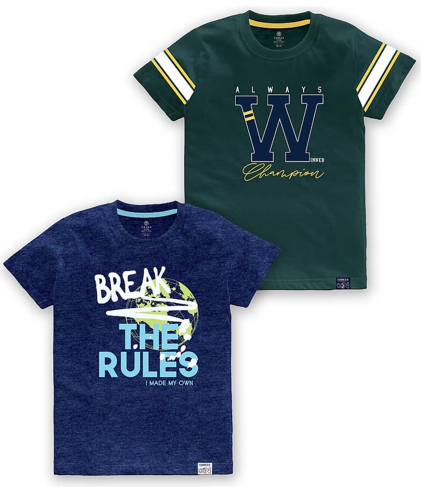 CODEZ Pack of 1 Boys Cotton Blend T-Shirt ( Multi Color )