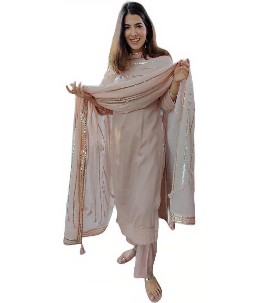 The Style Story - Pink Straight Rayon Women's Stitched Salwar Suit ( Pack of 1 )