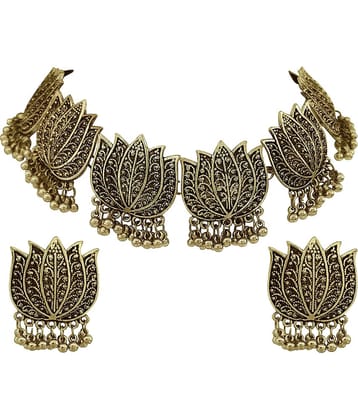 Darshini Designs - German Golden Necklace Set ( Pack of 1 )